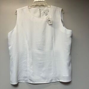Studio C Sleeveless Blouse Womens XL White New Shell Top Keyhole Back 3673